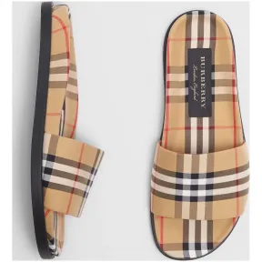 博百利/Burberry 男士 Vintage 格纹拖鞋 (古典黄色) - 男士  40762181