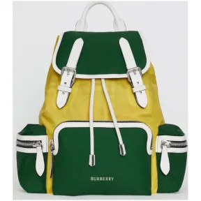 博百利/Burberry 女士 The Rucksack - 中号拼色尼龙皮革军旅背包 (粉绿色) 40765121