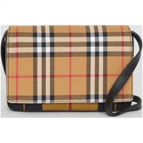 博百利/Burberry 女士 Vintage 格纹拼皮革钱夹（含可拆式背带） (古典黄色 / 黑色) 40767831