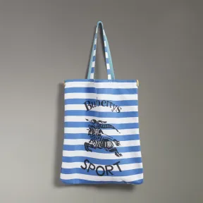 博百利/Burberry  大号典藏徽标条纹平织购物袋 (天空蓝 / 白色)  40773931