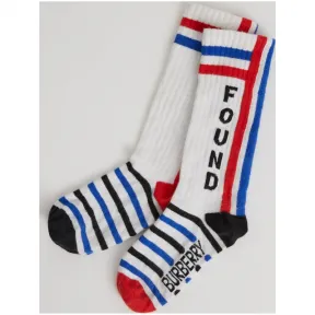 博百利/Burberry  徽标条纹棉质混纺袜 (白色)  40774191