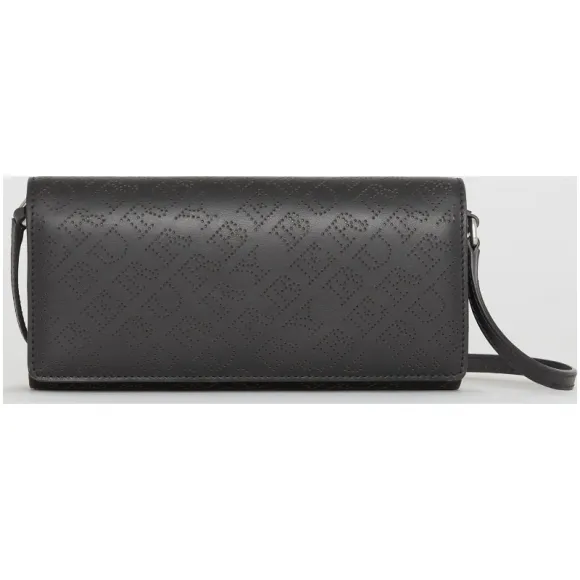 博百利/Burberry 女士 冲孔徽标皮革钱夹（含可拆式背带） (黑色) 40779681