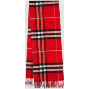 博百利/Burberry 女士 经典格纹羊绒围巾 (亮军红色)  40781431