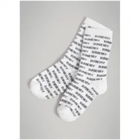 博百利/Burberry  徽标嵌花混纺棉袜 (白色)  40781731