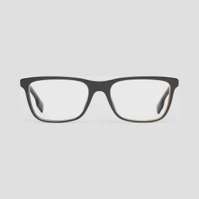 博百利/Burberry 男士 标志性条纹装饰长方形光学镜框 (黑色) 40805301