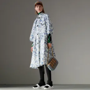 博百利/Burberry 女士 经典复刻系列 2005 花卉印花亚麻连衣裙式大衣 (陶瓷蓝) 45481701