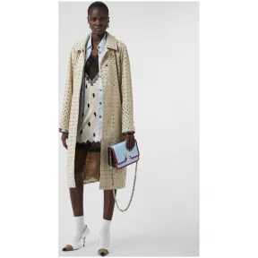 博百利/Burberry 女士 蕾丝裁片动物印花吊带裙 (黑色 / 白色) 45609431