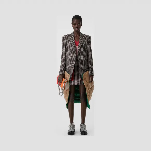 博百利/Burberry 女士 口袋细节苏格兰格纹羊毛迷你裙 (波尔多酒红色) 45623191