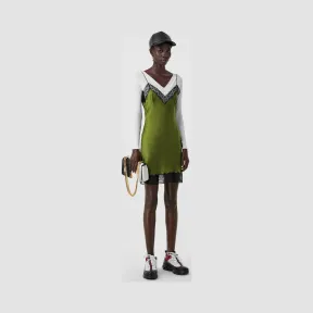 博百利/Burberry 女士 蕾丝装饰丝缎吊带裙 (雪松绿) 45625491