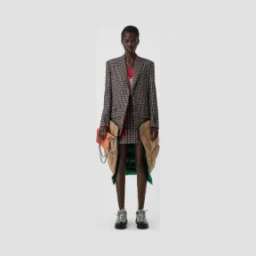 博百利/Burberry 女士 苏格兰格纹羊毛量裁外套（含可拆式背心） (波尔多酒红色) 45625711