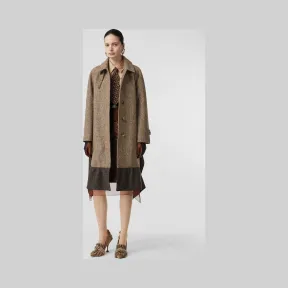 博百利/Burberry 女士 围巾细节羊毛混纺粗花呢轻便大衣 (深栗棕色) 45625821