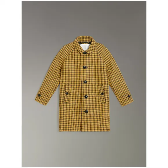 博百利/Burberry  微缩格纹棉质混纺轻便大衣 (亮藏红花黄)  80009541