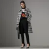 博百利/Burberry 女士 格纹羊毛量裁大衣 (黑色 / 白色) 80016401