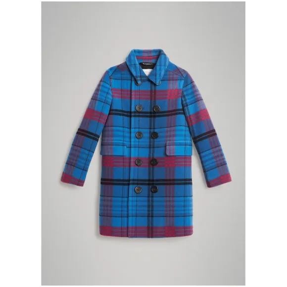 博百利/Burberry  格纹羊毛量裁大衣 (矿蓝色)  80032301