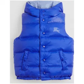 博百利/Burberry 儿童用品 双面两穿防渗雨连帽羽绒背心 (亮光谱蓝色)  80044541