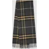 博百利/Burberry 男士 经典格纹羊绒围巾 (深合金灰)  80047031
