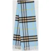 博百利/Burberry 男士 经典格纹羊绒围巾 (浅蓝碳色)  80047051