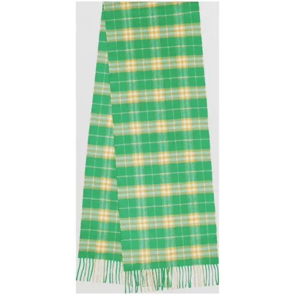 博百利/Burberry 男士 经典 Vintage 格纹羊绒围巾 (碧玺绿)  80047121