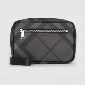 博百利/Burberry 男士 London 格纹旅行收纳袋 (炭灰色 / 黑色) 80060301