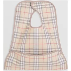 博百利/Burberry 儿童用品 涂层格纹棉质婴儿围兜 (浅石色) - 童装  80067441