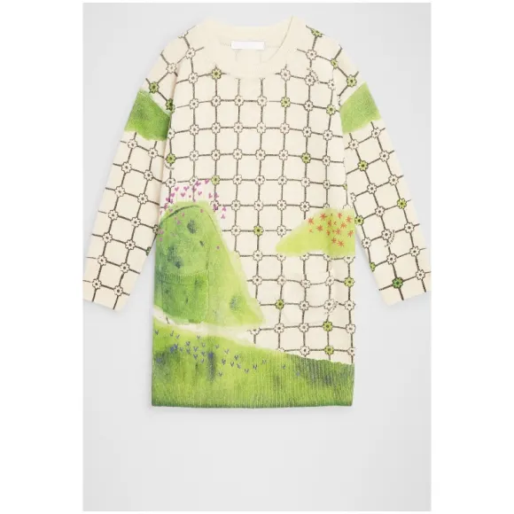 博百利/Burberry 儿童用品 花卉山丘印花羊绒针织裙 (象牙色)  80067841
