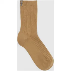 博百利/Burberry 男士 格纹装饰棉质混纺及踝袜 (灰褐色)  80070471