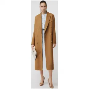 博百利/Burberry 女士 双排扣羊毛量裁大衣 (驼色) 80071291
