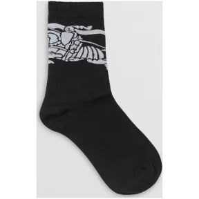 博百利/Burberry 男士 马术骑士嵌花短袜 (黑色 / 白色)  80072441