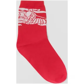 博百利/Burberry 男士 马术骑士嵌花及踝袜 (铁锈红色 / 白色)  80072461