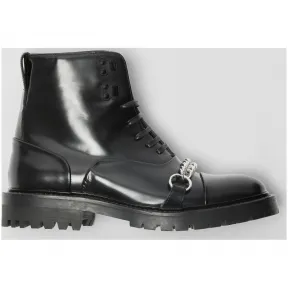 博百利/Burberry 女士 链环装饰皮革系带及踝靴 (黑色) 80073901