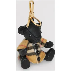 博百利/Burberry 女士 Vintage 格纹披肩造型 Thomas 泰迪熊吊饰 (黑色)  80081751