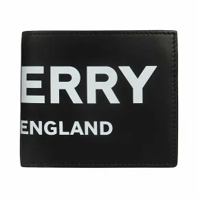博百利/Burberry 男士 徽标印花皮革双折钱夹（国际版） (黑色)  80088871