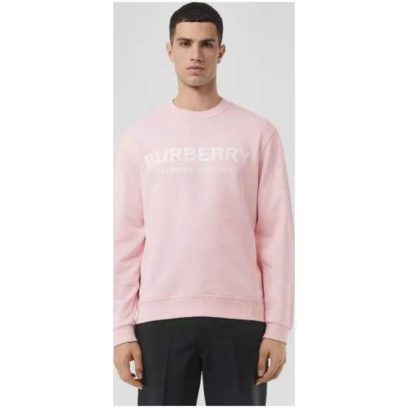 博百利/Burberry 男士 徽标印花棉质运动衫 (雪花石粉红) - 男士  80095071