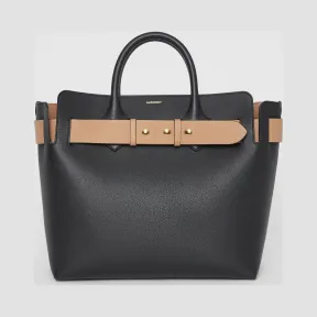 博百利/Burberry The Belt - 中号皮革铆钉装饰贝尔特包 (黑色) - 女士  80095611