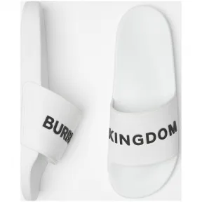 博百利/Burberry 男士 Kingdom 印花拖鞋 (光白色 / 黑色) - 男士  80097701