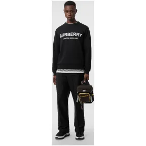 博百利/Burberry 男士 徽标印花棉质运动衫 (黑色) - 男士  80113571