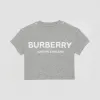 博百利/Burberry 童装 徽标印花棉质 T 恤衫 (麻灰色) 80117391