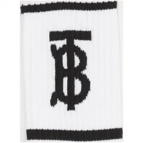博百利/Burberry 男士 专属标识图案嵌花袜 (白色)  80121081