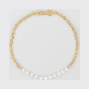 博百利/Burberry 女士 珍珠装饰自行车链灵感镀金项链 (浅金色)  80129141