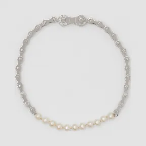 博百利/Burberry 女士 珍珠装饰自行车链灵感镀钯金项链 (银色) 80129151