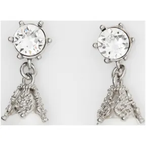 博百利/Burberry 女士 镀钯金人造珍珠吊饰耳环 (白色 / 钯金色) 80134311