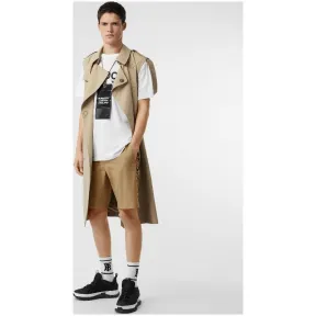 博百利/Burberry 男士 标志性条纹棉质斜纹卡其短裤 (蜂蜜色) - 男士  80139541