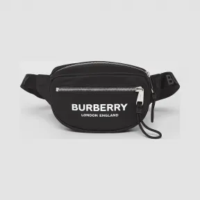 博百利/Burberry 男士 小号徽标印花腰包 (黑色)  80145191