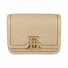 博百利/Burberry 女士 TB 专属标识束带绗缝羔羊皮锁扣包 (蜜色) 80148291