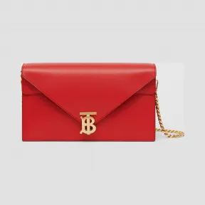 博百利/Burberry 女士 TB 小号专属标识皮革信封手拿包 (亮军红色) 80148351