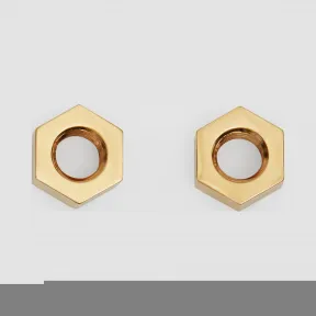 博百利/Burberry 女士 镀金螺母耳钉 (浅金色) 80152261