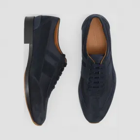 博百利/Burberry 男士 橡胶裁片麂皮系带鞋 (海军色) 80157591