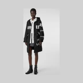 博百利/Burberry 女士 Horseferry 印花尼龙风雪大衣 (黑色) 80172301