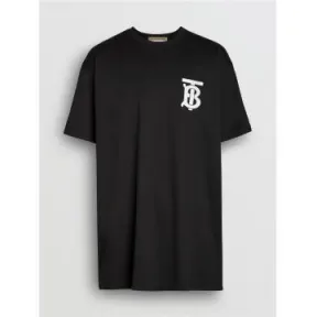 博百利/Burberry 男士 专属标识图案棉质宽松 T 恤衫 (黑色) - 男士  80174841