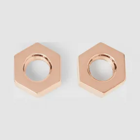 博百利/Burberry 女士 镀玫瑰金螺母耳环 (玫瑰金色) 80174931